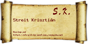 Streit Krisztián névjegykártya
